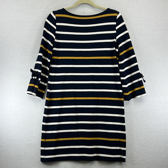 Ann Taylor Factory Dress Size Small Navy/White/Gold Stripe Rayon Blend Knit - Picture 4 of 9